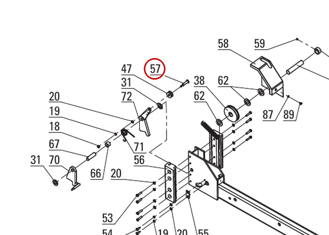 Direct Lift DP8-2009 Latch Shaft, PP8+ Long Crossbeam Assembly item 57