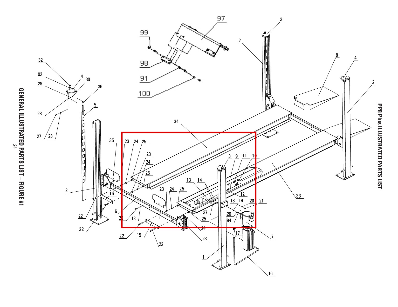 Direct Lift DP8-3003 Hydraulic Cylinder Anchor Pin, General Illustrated Parts List Figure 1 item 13 (location)