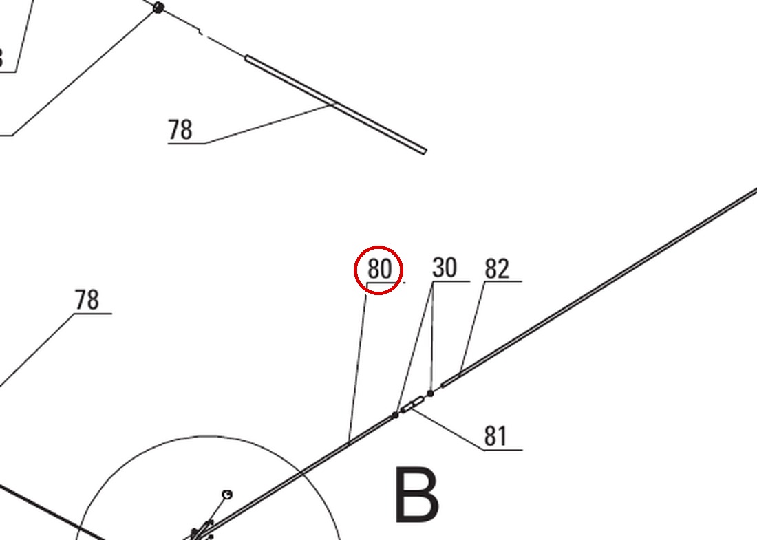 Direct Lift DP8-4210 Joy Stick B Safety Latch Handle for 7K 4-Post, PP8 Plus & PP8 Plus Long Lifts parts diagram (PP8+ Long Safety Latch Fig 5 item 80)