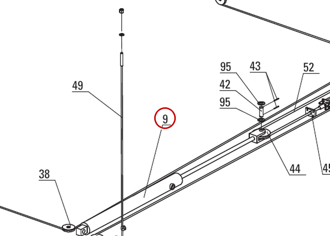 Direct Lift DP8-9100G Hydraulic Cylinder, PP8+ Long Cylinder & Cable Components Figure 6 item 9