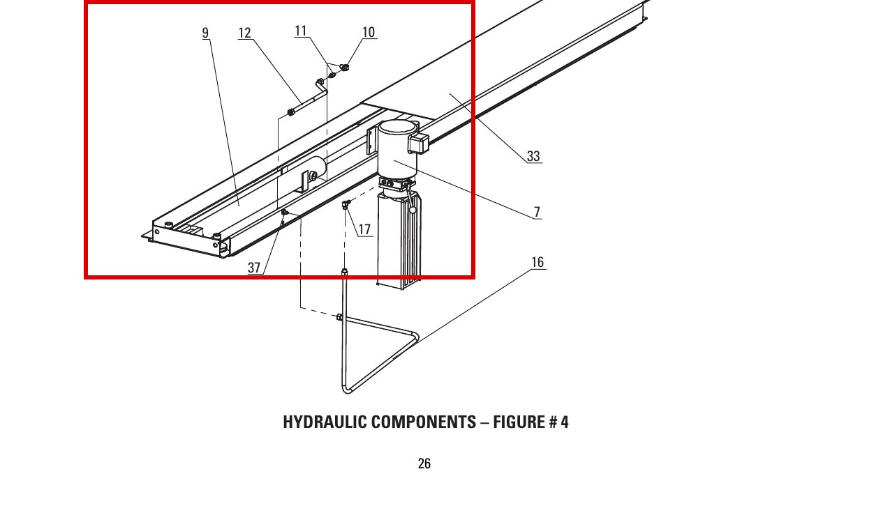 Direct Lift DP8-9100G Hydraulic Cylinder, PP8+ Long Hydraulic Components Figure 4 item 9 (location)