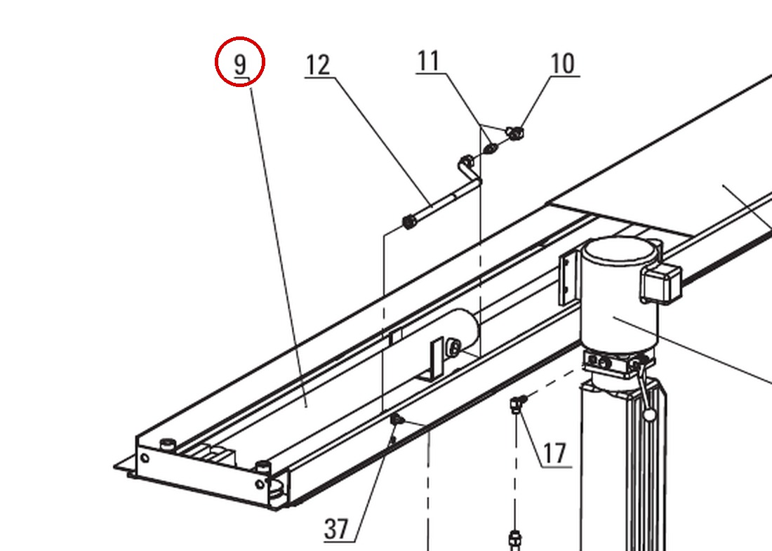 Direct Lift DP8-9100G Hydraulic Cylinder, PP8+ Long Hydraulic Components Figure 4 item 9