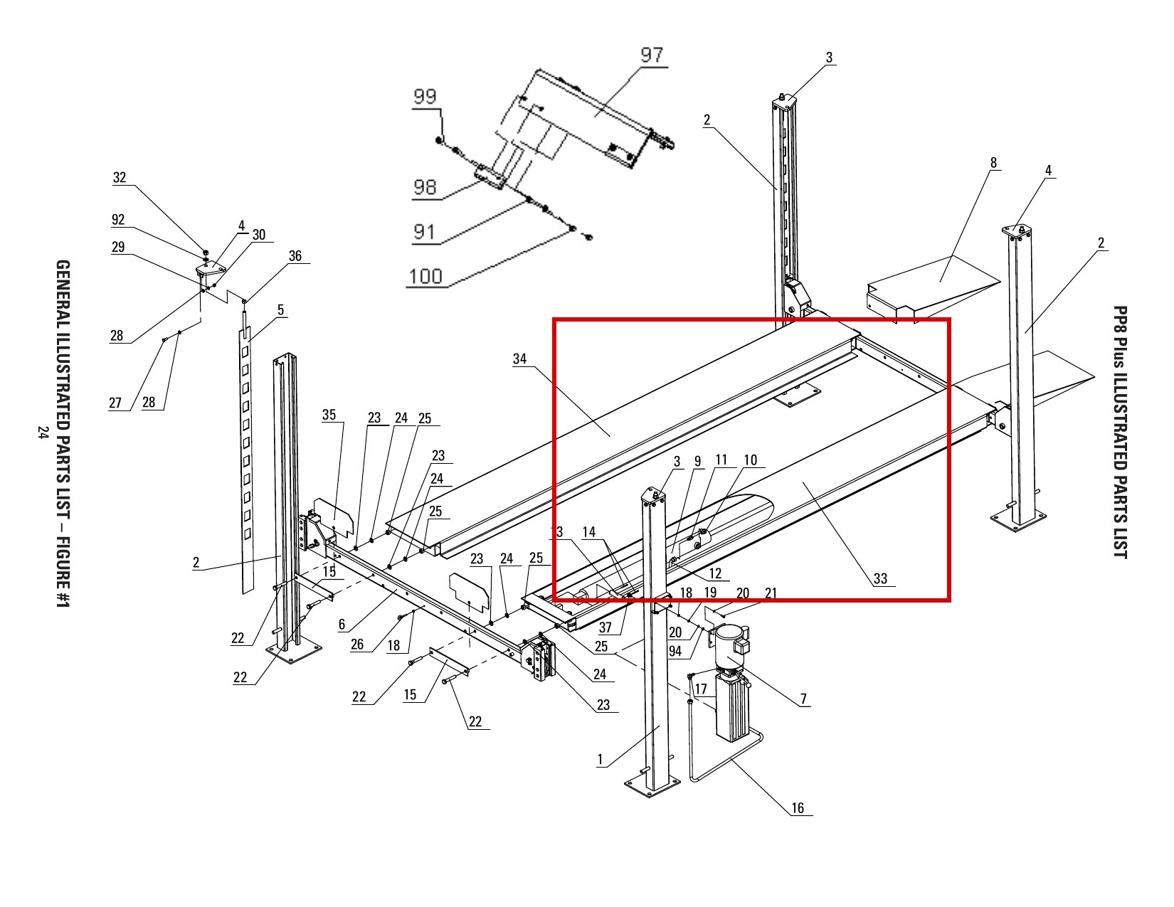 Direct Lift PP7-9802-2 90 Degree Pipe Fitting - PP8+, PP8+ Long & PP8S 8K 4-Post Lifts parts diagram (location)