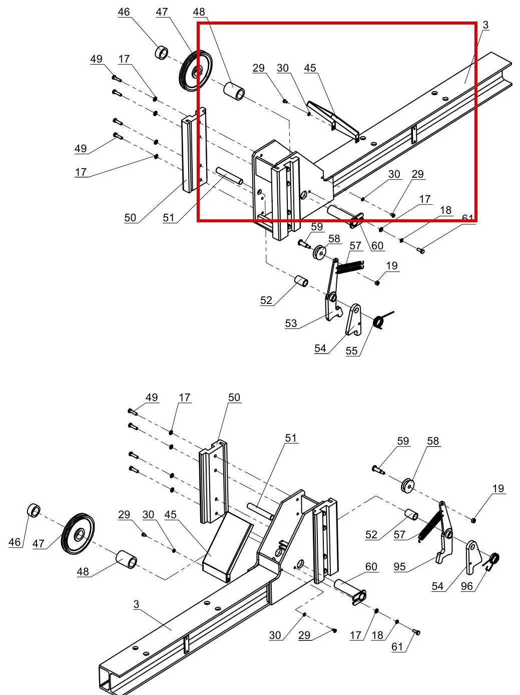 Direct Lift PP9+ Crossbeam & Safety Latch Fig 1 item 29 DIT3610 (location)