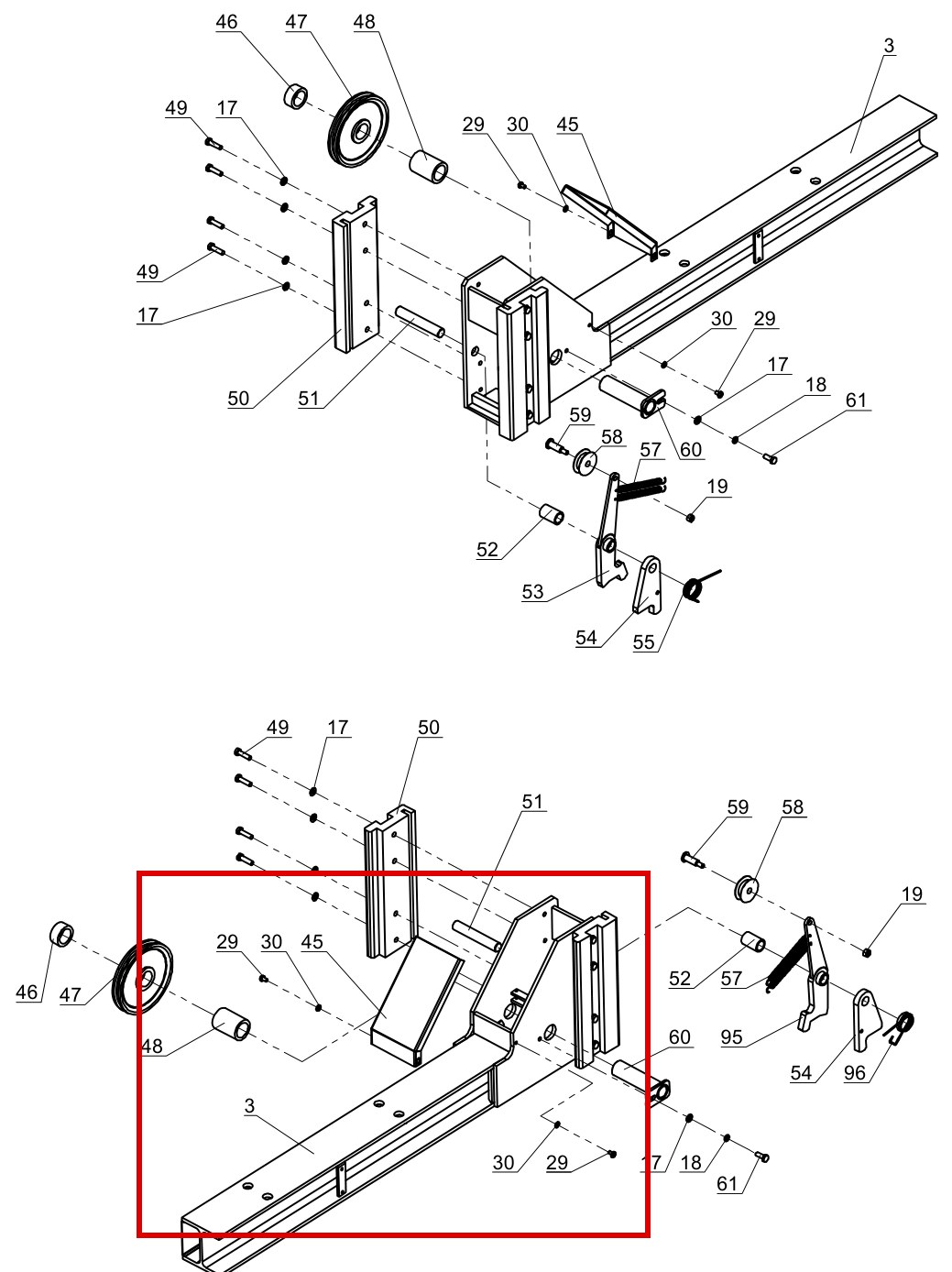 Direct Lift PP9+ Crossbeam & Safety Latch Fig 1 item 29 DIT3610 (location)