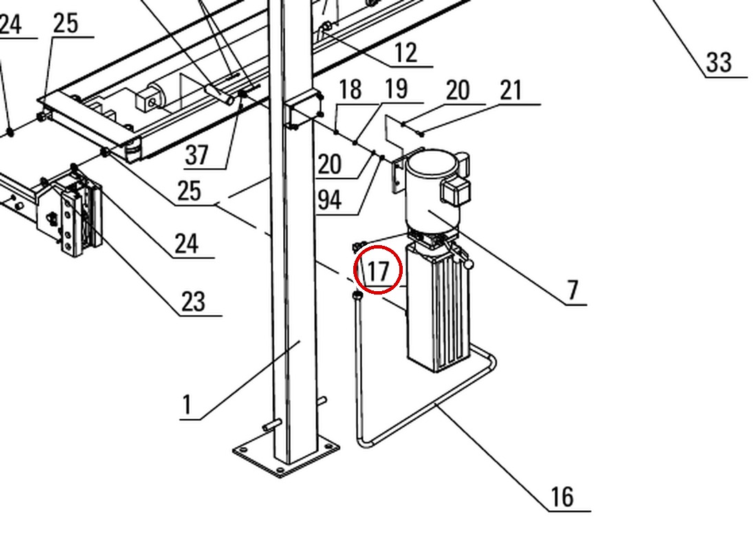 Direct Lift SW-002 (30400-9053YZ) 90 Degree Hydraulic Fitting with O-Ring for PP8 Series 4-Post Lifts parts diagram