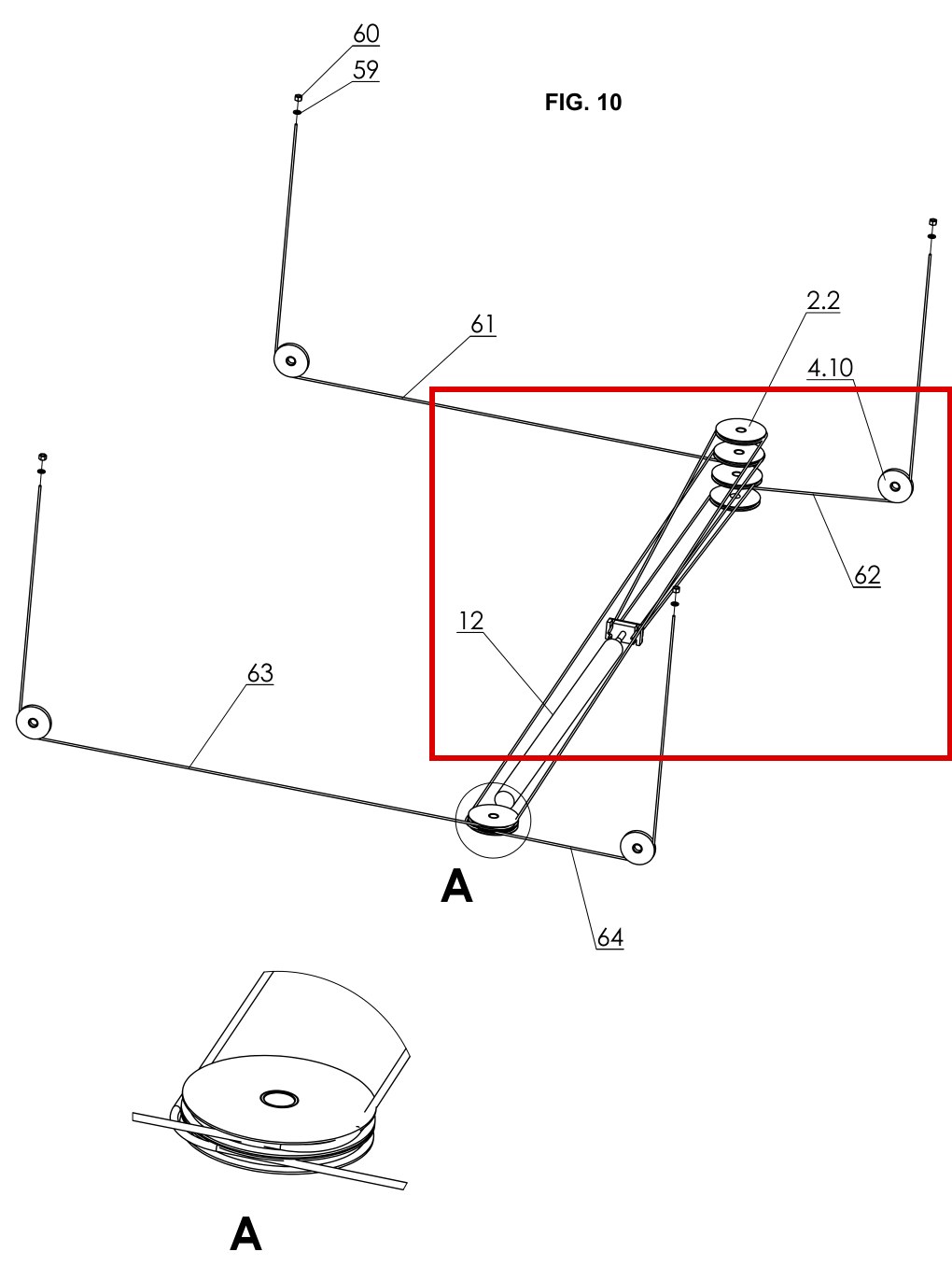 Direct Pro 14F Fig 10 item 62 H4P-5002-1 cable (location)