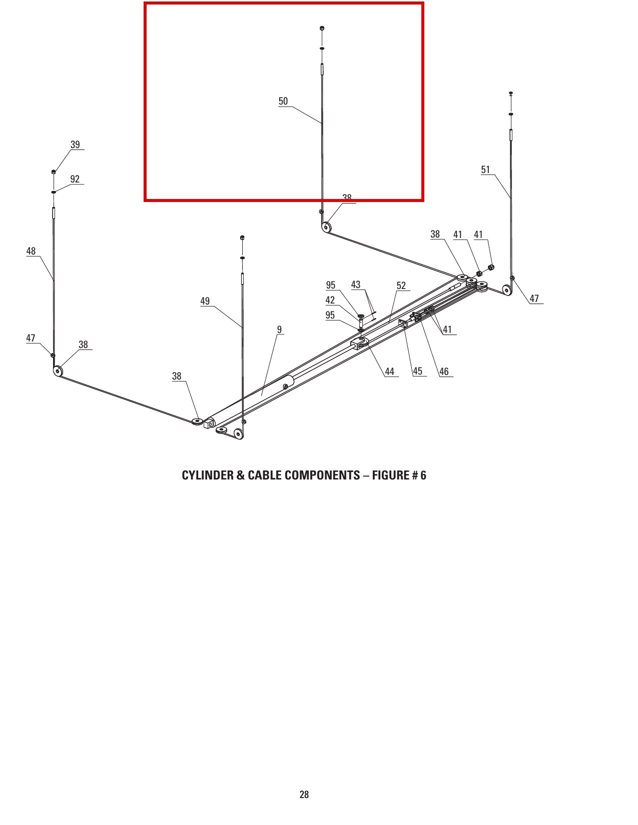 Direct ProPark 8+ Long 4 Post Lift Cables Set of 4 - DP8L-3003G, DP8L-3002G, DP8-3010, DP8-3009 - item 50 on Direct Lift PP8+ Long Cylinder & Cable Components parts diagram (location)