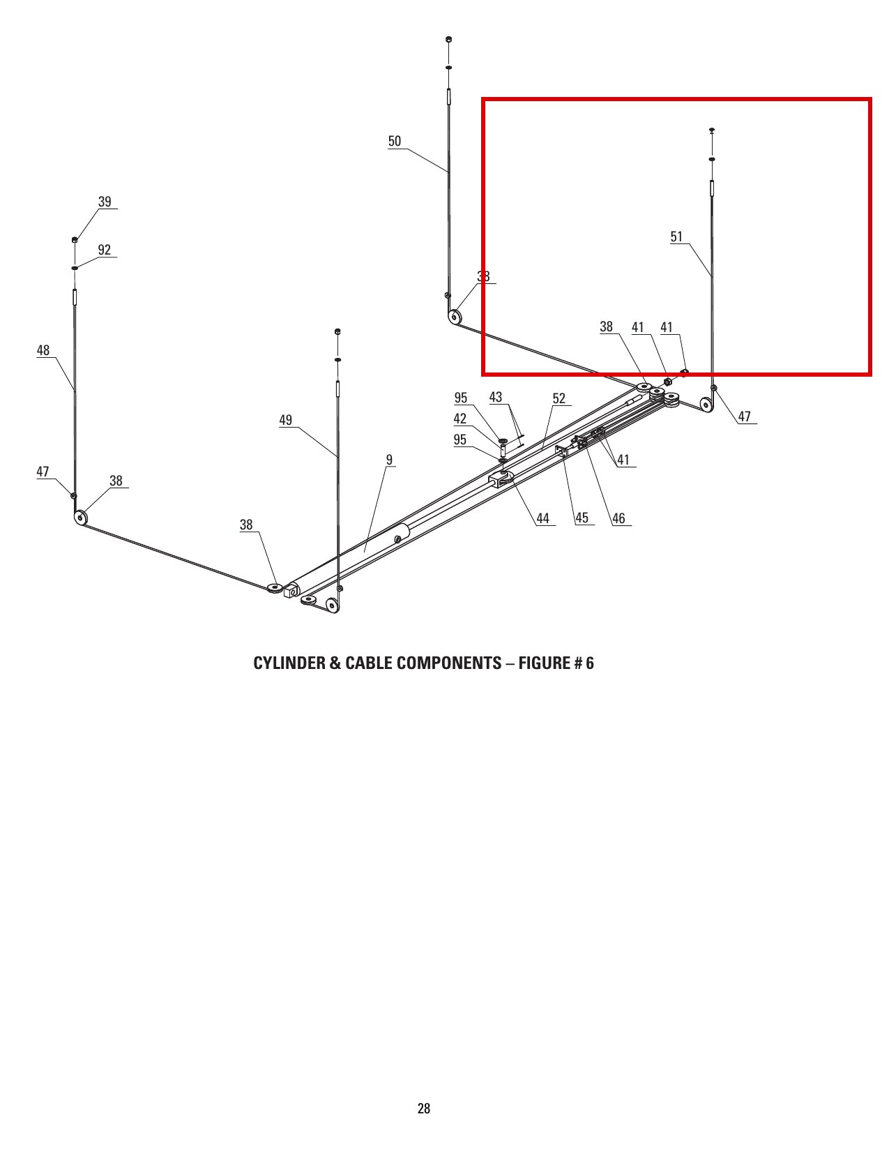 Direct ProPark 8+ Long 4 Post Lift Cables Set of 4 - DP8L-3003G, DP8L-3002G, DP8-3010, DP8-3009 - item 51 on Direct Lift PP8+ Long Cylinder & Cable Components parts diagram (location)