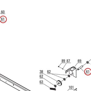 Direct Lift DP8-2006 Cable Sheave Shaft / Pulley Pin for 7K / 8K / PP8+ Four-Post Lifts - item 61 on Direct Lift PP8+ Long Crossbeam Assembly parts diagram