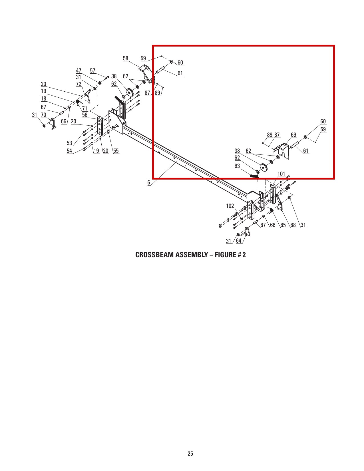Direct Lift DP8-2006 Cable Sheave Shaft / Pulley Pin for 7K / 8K / PP8+ Four-Post Lifts - item 61 on Direct Lift PP8+ Long Crossbeam Assembly parts diagram (location)