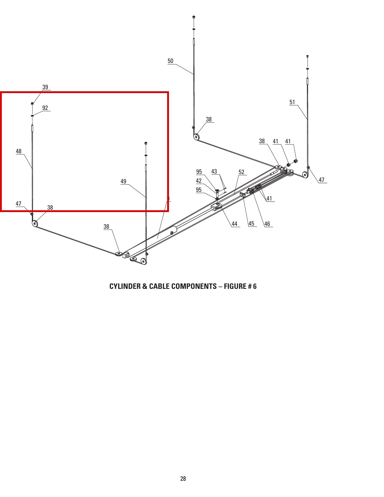 Direct Lift DP8-3012 Lifting Cable for ProPark 8 Plus, HR8000, I12 and Other 4-Post Lifts - item 48 on Direct Lift PP8+ Long Cylinder & Cable Components parts diagram (location)