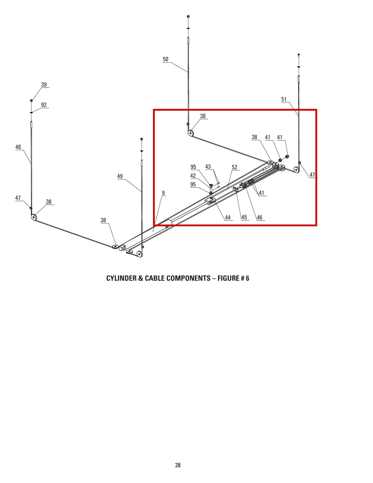 Direct Lift DP8-3013 Main Cylinder Cable for ProPark 8 Plus 4-Post Car Storage Lift - item 52 on Direct Lift PP8+ Long Cylinder & Cable Components parts diagram (location)