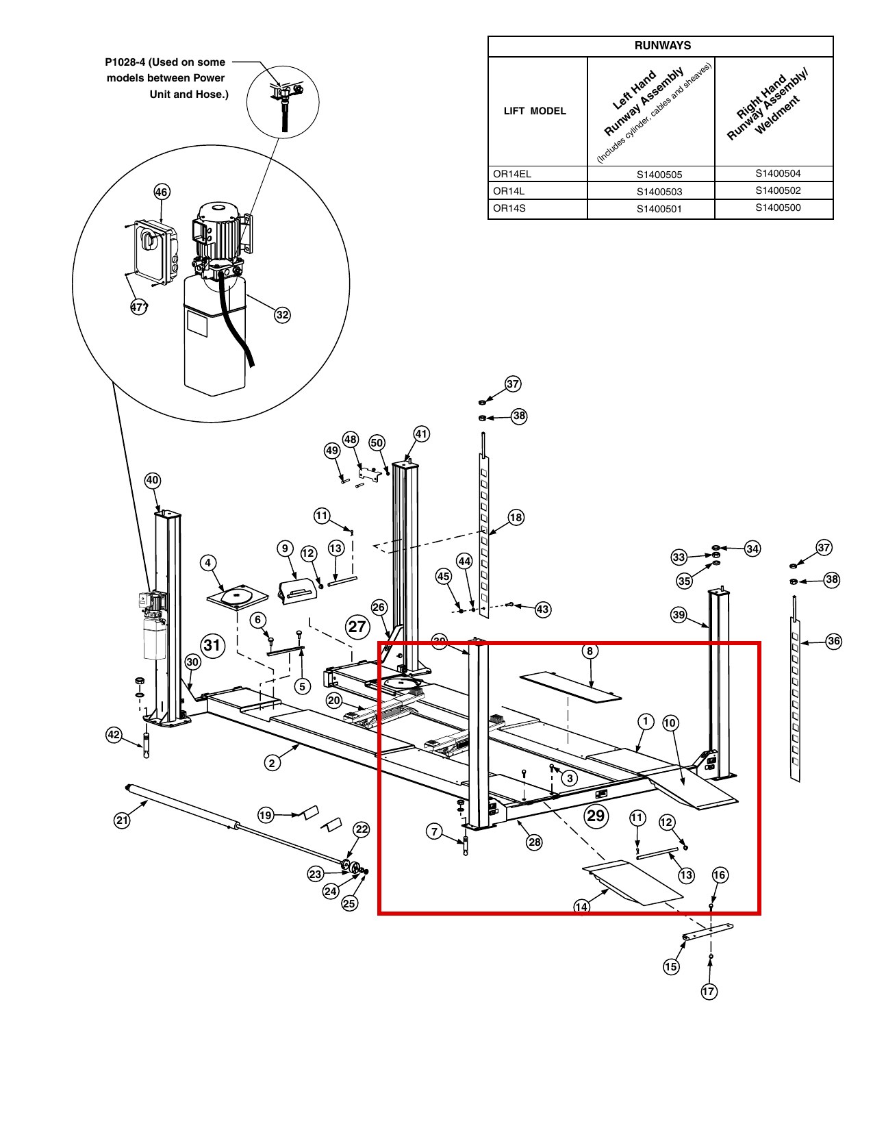 Forward Lift 40279 1/2-13NC x 1-1/4 Whiz-Lock Flange HHCS, OR14 Runways & Main Assembly item 3 (location)