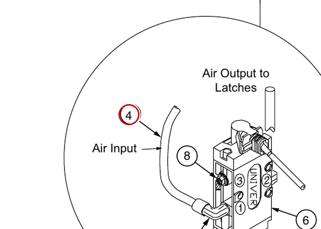 Forward Lift 1400943 1/4" Airline Tubing, 60 ft Roll, for OR14 14K 4-Post Lift - item 4 on OR14 14K 4-Post Air Lock Release Valve Detail parts diagram