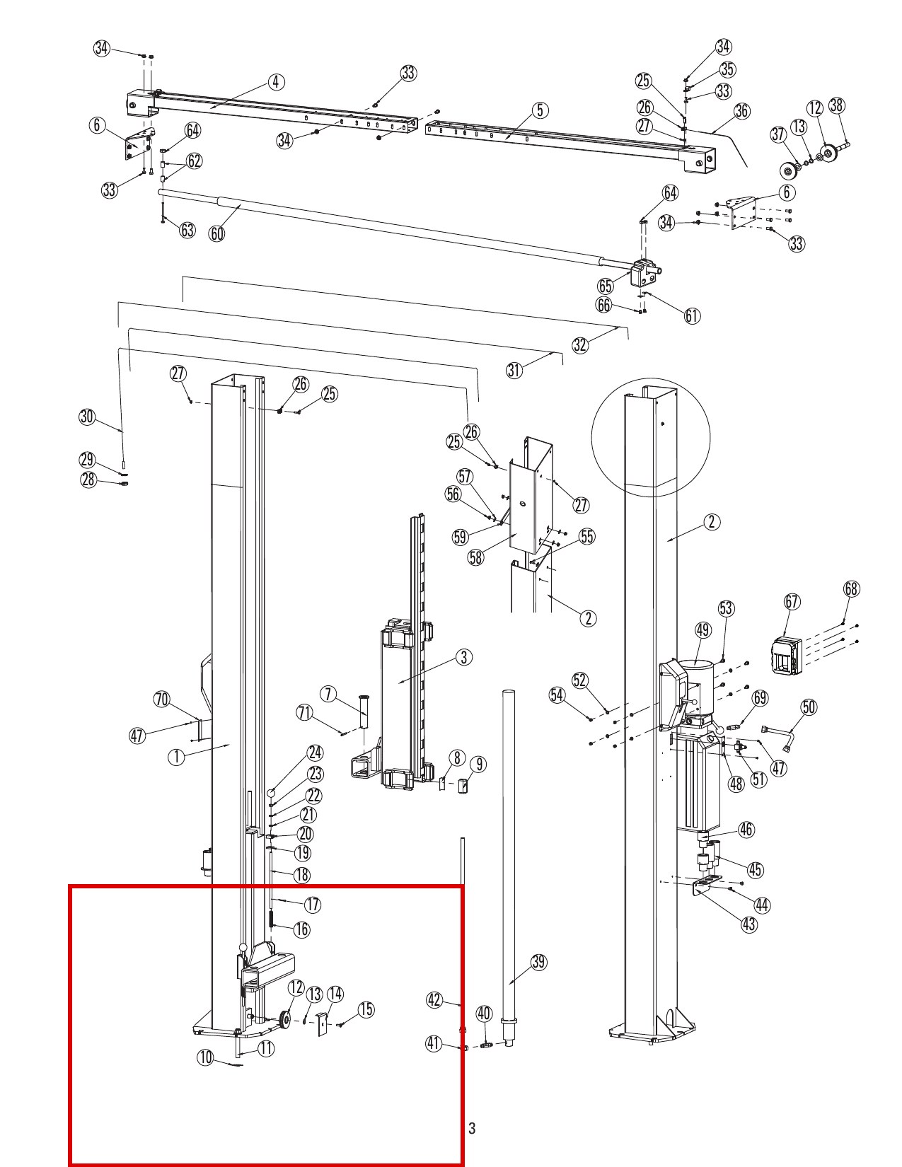 Forward Lift FJ7380 3/4" x 5-1/2" Concrete Anchor Bolt for DL9, DP10, I10 Two-Post Lifts parts diagram (location)