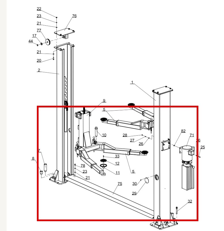 Direct Lift HR8000 Column Arm item 12 DIT6003 (location)