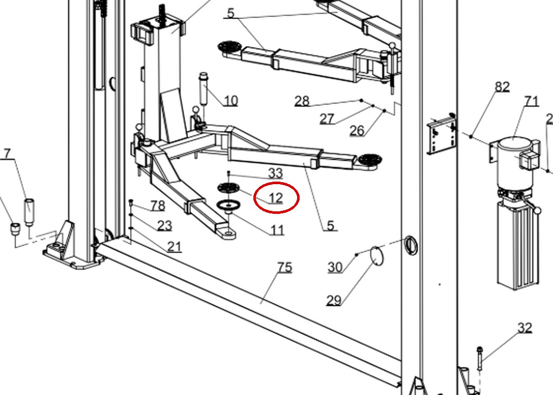 Direct Lift HR8000 Column Arm item 12 DIT6003
