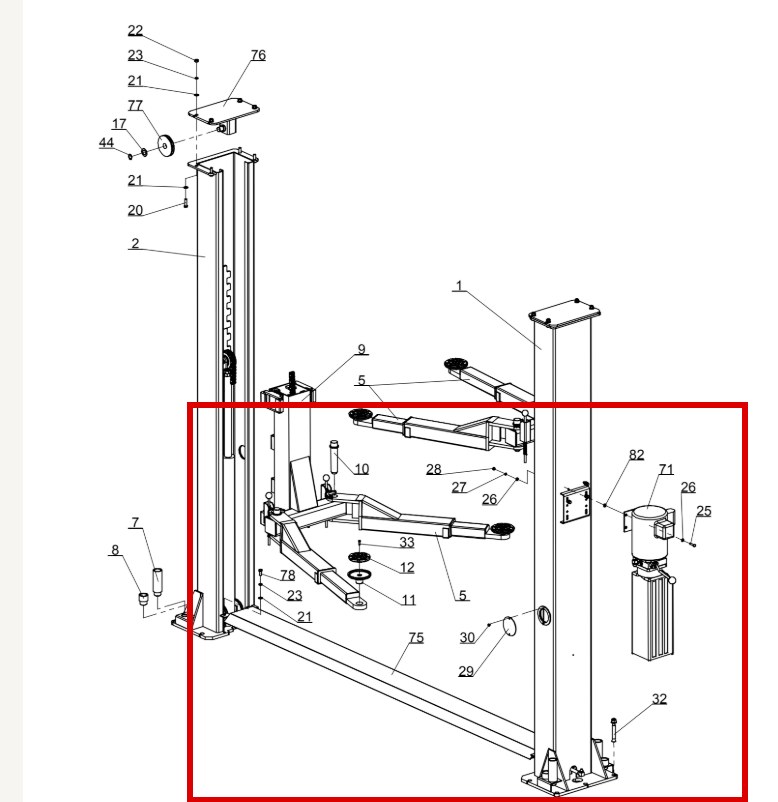 Direct Lift HR8000 Column Arm item 29 DIT1013 (location)