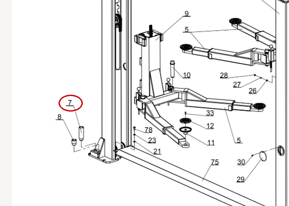 Direct Lift HR8000 Column Arm item 7 DIT015A