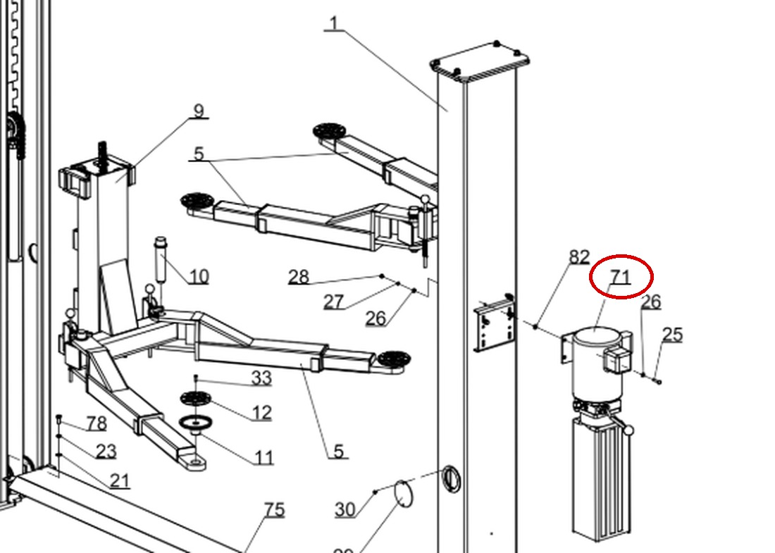 Direct Lift HR8000 Column Arm item 71 DIT3622