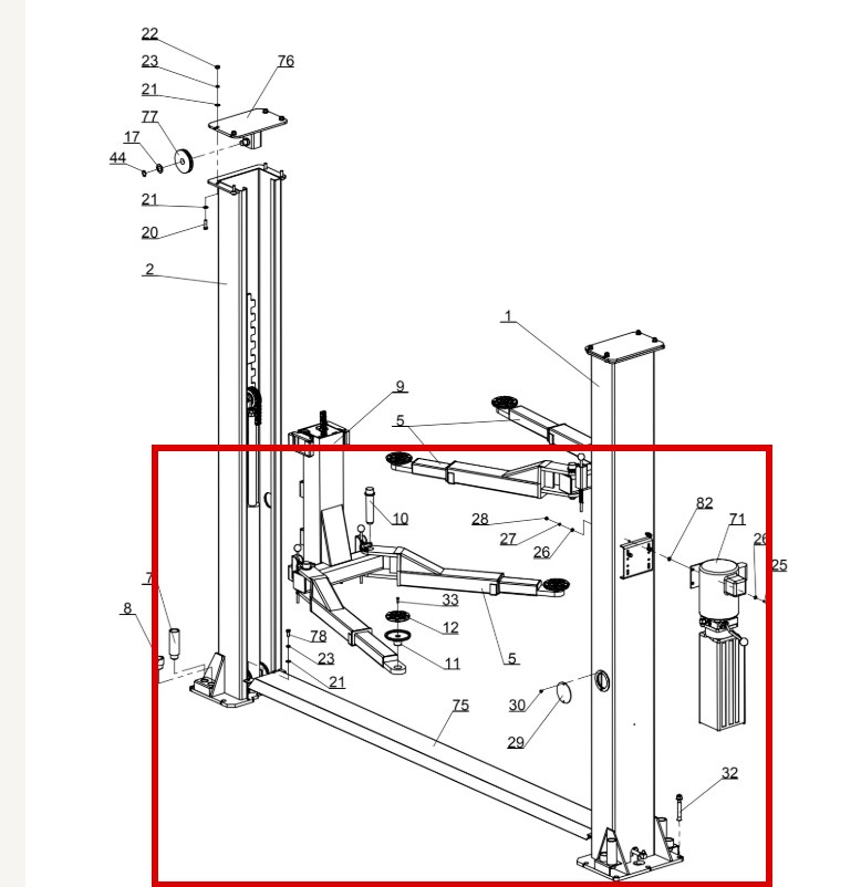 Direct Lift HR8000 Column Arm item 75 DITA3000 (location)