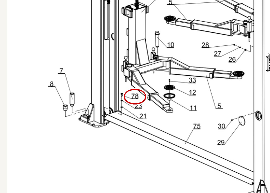 Direct Lift HR8000 Column Arm item 78 DIT2X25
