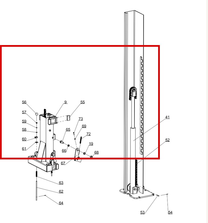 Direct Lift HR8000 Hydraulic Cylinder item 56 HAN8435 (location)