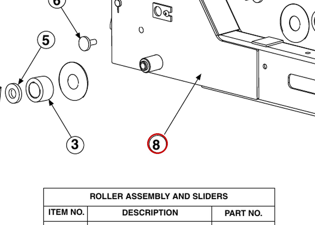 Forward Lift 1400402 Left Front Yoke, OR14 Roller Assembly & Sliders item 8