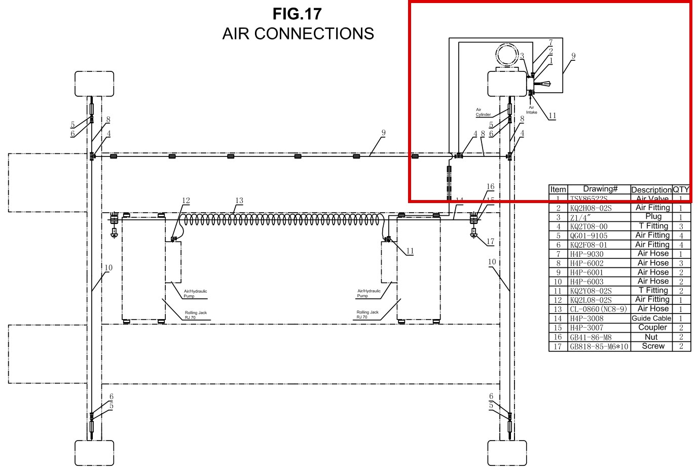 DIT522M Air Connections Fig 17 item 1 (location)