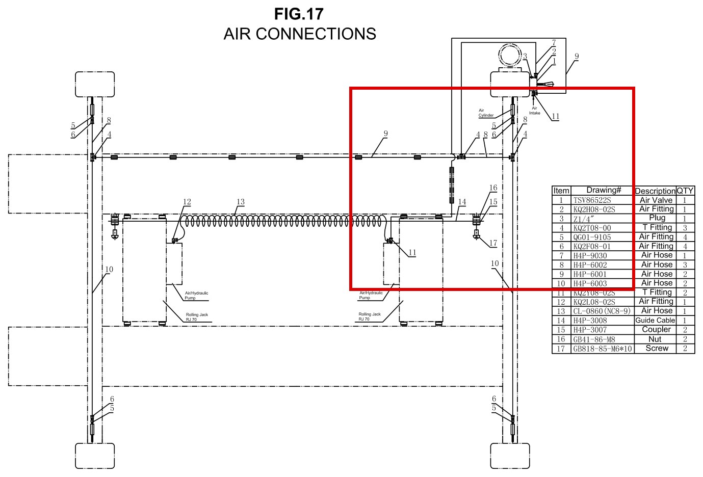 DIT6N08 Air Connections Fig 17 item 16 (location)