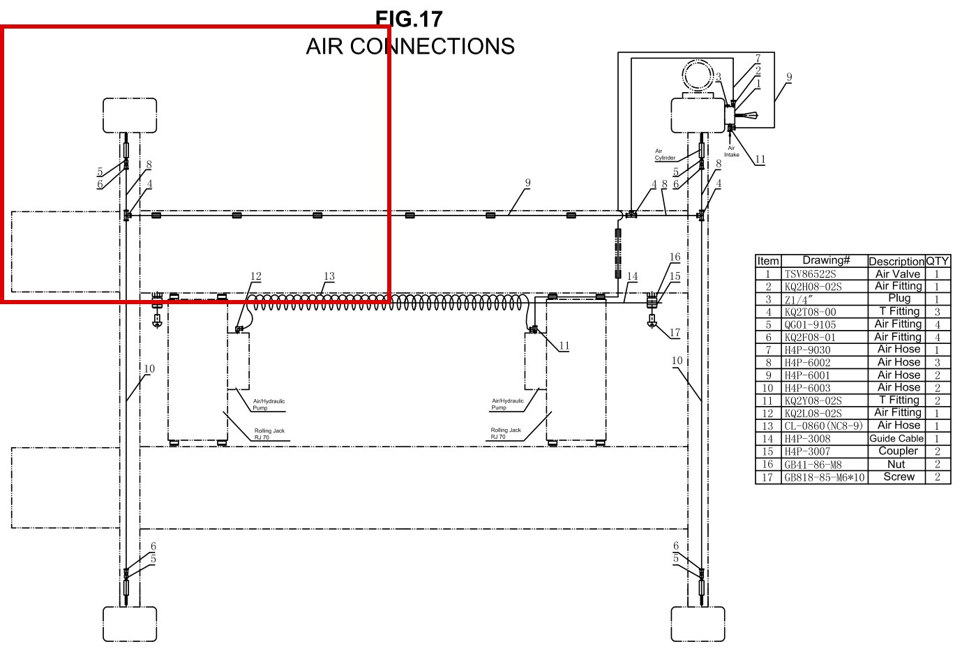 DITP6002 Air Connections Fig 17 item 8-a (location)