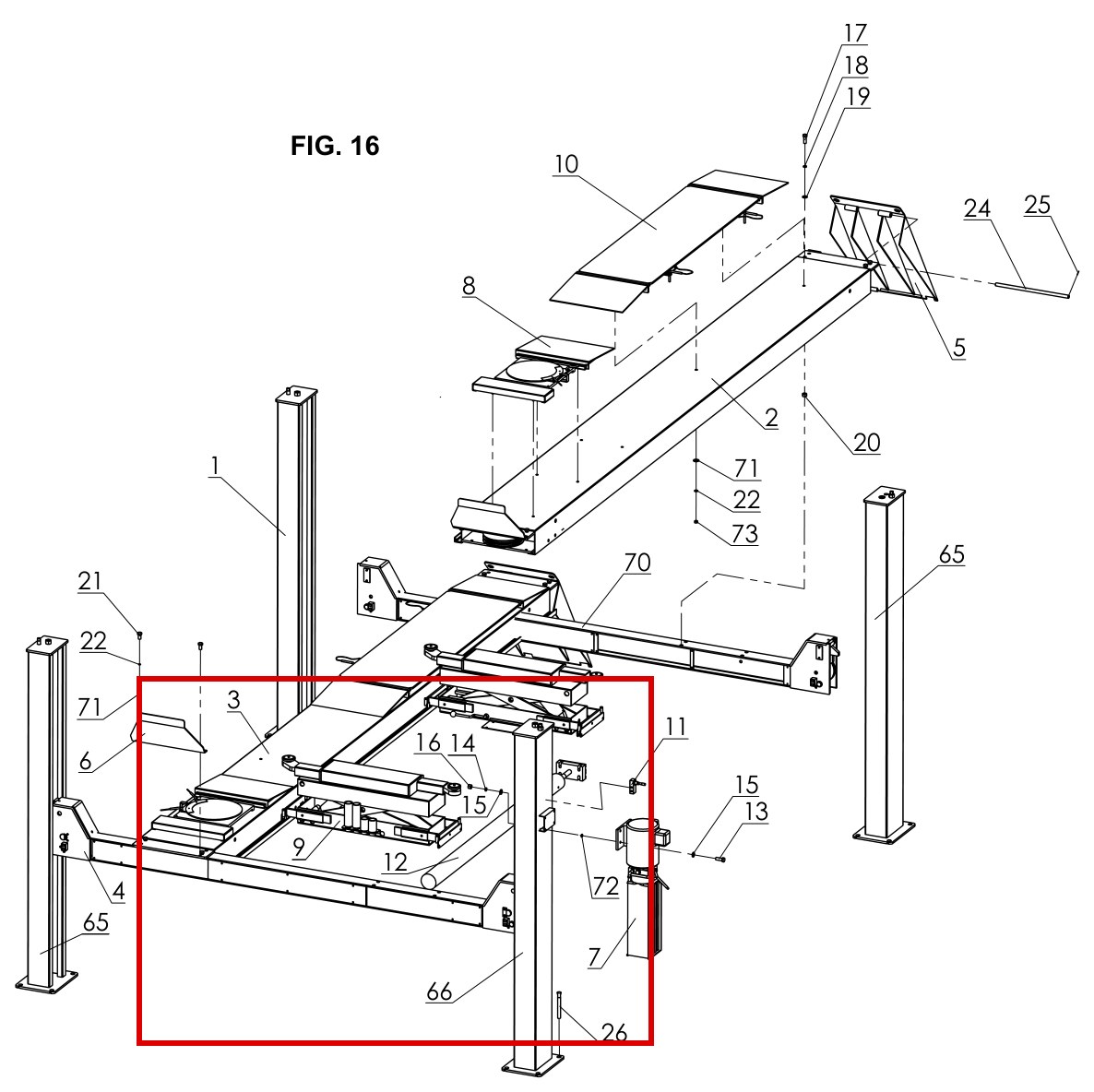 Pro 14F 14000 Components Figure 16 item 12 FOD89100G Hydraulic Cylinder (location)