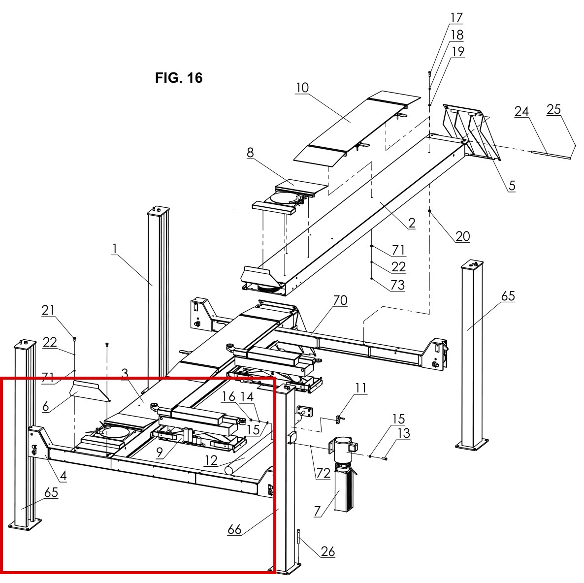 DITP1100 Fig 16 Complete Lift Components item 4 (location)