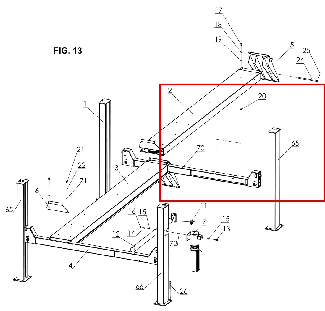 Item 65 FOD2200 H4P-2200 Column C, Pro 14F 14000 Crossbeam & Components Fig 13 (location)