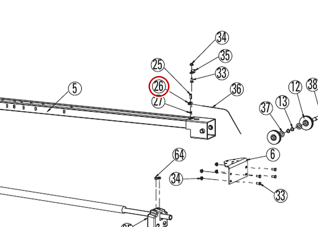 Rotary N619 Lock Release Cable Guide Bracket parts diagram (DL9 Main Lift item 26)