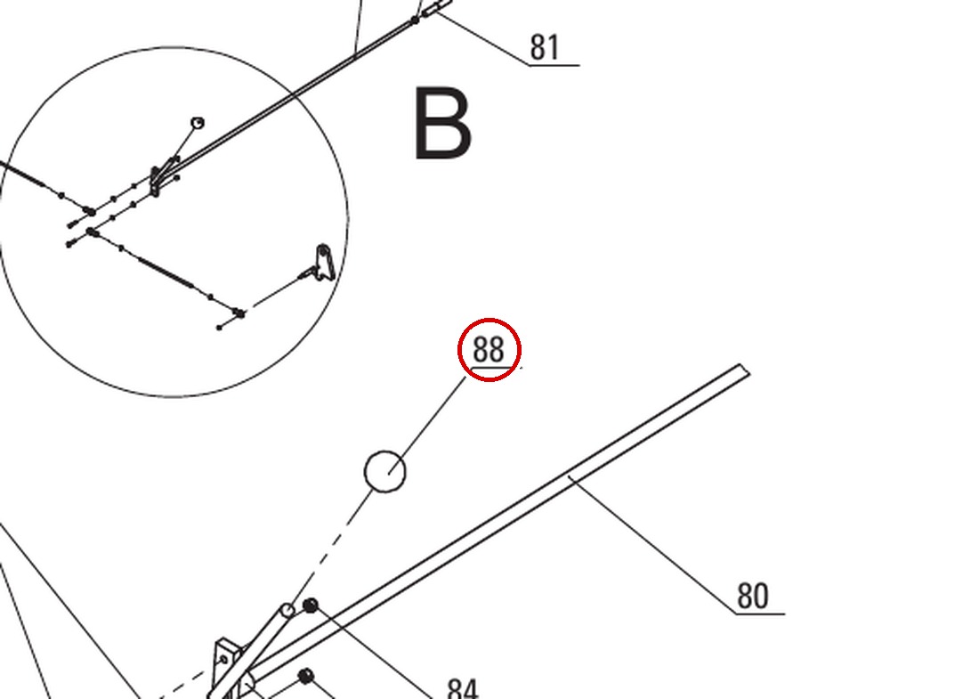 Hanmecson B84-35 Plastic Lock Handle Knob for Pro-V10 2-Post Lifts parts diagram (PP8+ Long Safety Latch Fig 5 item 88)