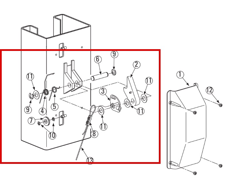 Rotary FJ7382-9 Small Lock Spring - 2-Post Lift Safety Lock Pawl Spring, Many Models - item 5 on Direct Lift DL9 Locking Latch Detail (Left Column) parts diagram (location)