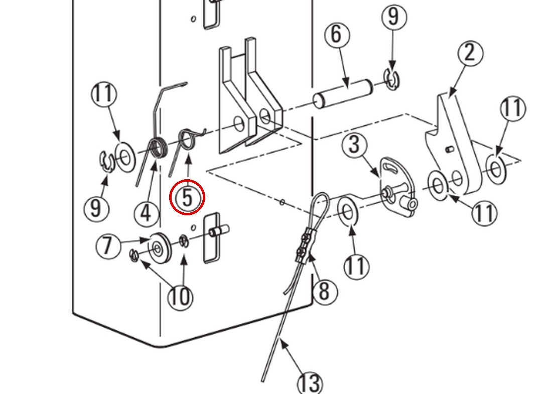 Rotary FJ7382-9 Small Lock Spring - 2-Post Lift Safety Lock Pawl Spring, Many Models - item 5 on Direct Lift DL9 Locking Latch Detail (Left Column) parts diagram