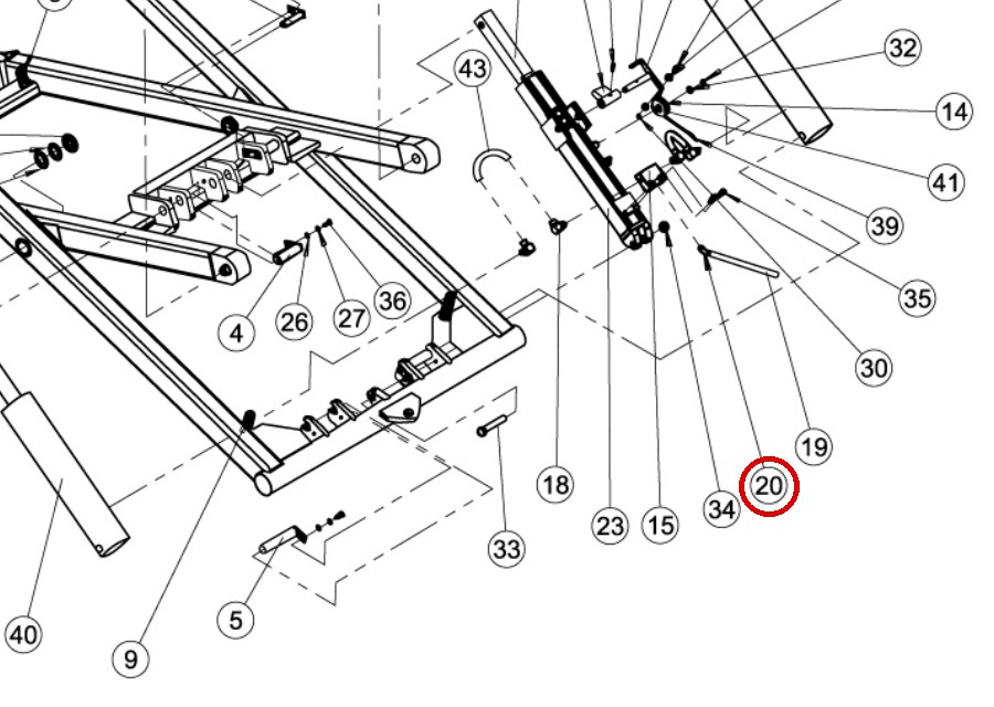 Direct Lift 30400-9054 B 45 Degree Fitting for 6K Mid-Rise Lift (2005) - item 20 on drawing