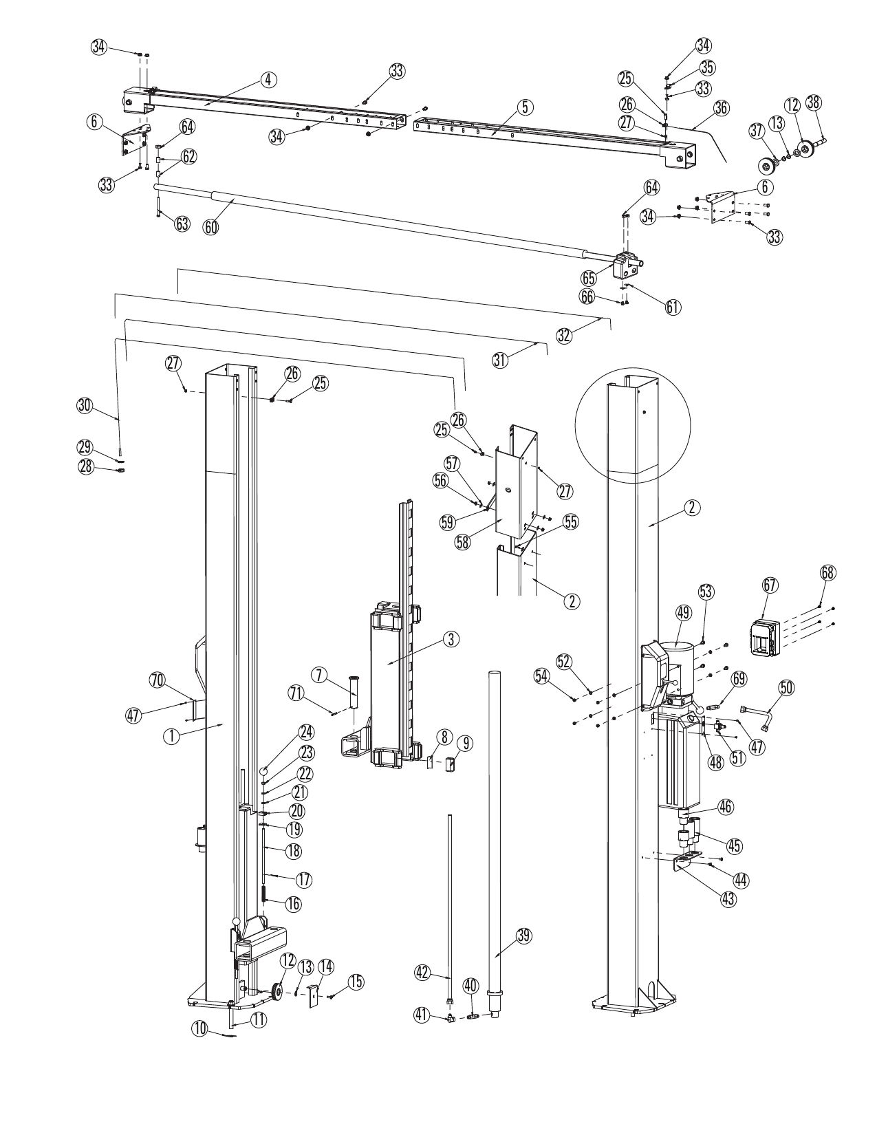 direct-lift-dl9-main-lift-assembly-parts-diagram-v2 Direct Lift DL9 Main Lift Assembly