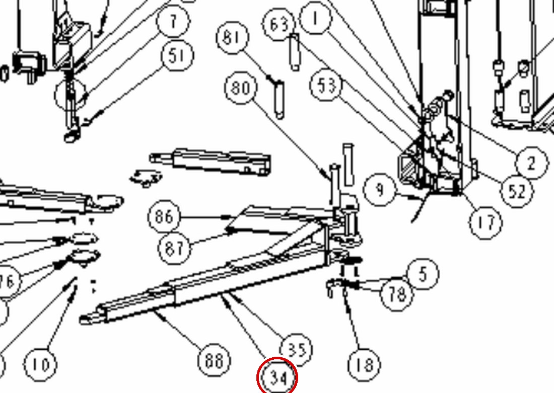 Forward Lift 1070619 DP10A Rear Long Arm Assembly, Standard Asymmetric - DP10 10K 2-Post