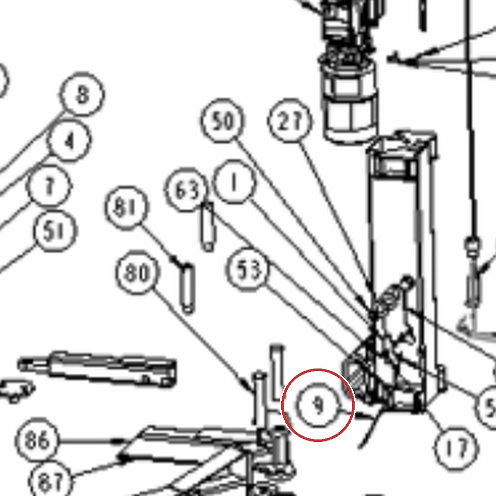 Forward Lift 143540 Latch Pull Rod, 7K/8K/9K/10K - I10 / INT 10 2-Post Lifts - parts drawing detail